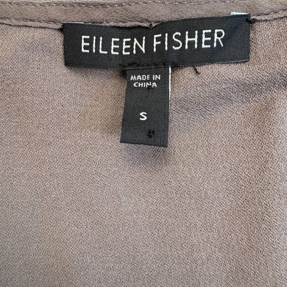 Eileen Fisher 100% Silk Georgette Shell Tank Top Taupe Small - Picture 4 of 7